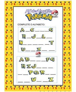 Alfabetização Pokémon – Exercícios Temáticos